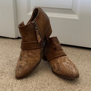 Elegant Brown Snakeskin Ankle Booties